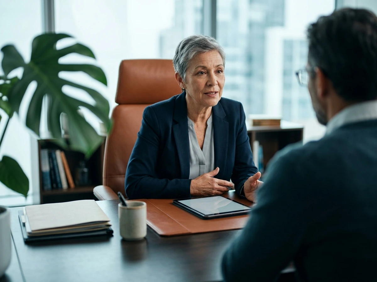 Financial consultant analyzing cash flow forecasting
